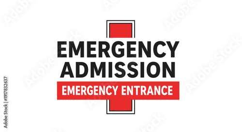 Emergency Room Admission Sign Design in Graphic Style Indicating Hospital Entrance and Medical Care