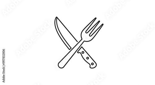 Crossed Knife and Fork Illustration Design.