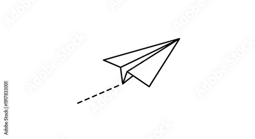 Simple Black and White Paper Plane.