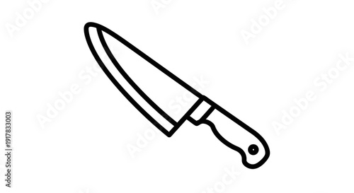 Simple Black and White Kitchen Knife Illustration.
