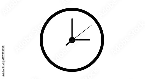 Simple Black Clock Face Showing Time.