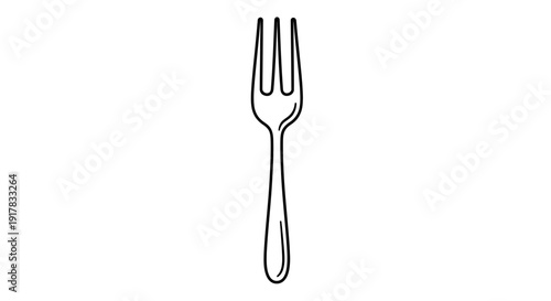 Simple Line Drawing of a Fork.