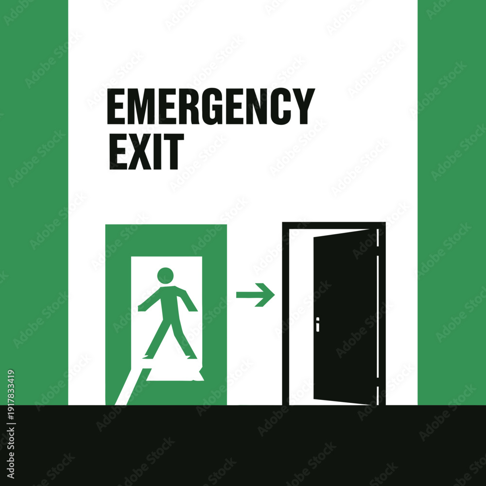 Fototapeta premium Essential Emergency Exit Signage Illustrating Safety Protocols and Evacuation Strategies