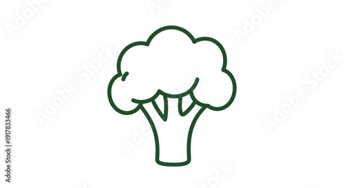 Simple Line Drawing of Broccoli Vegetable 2.