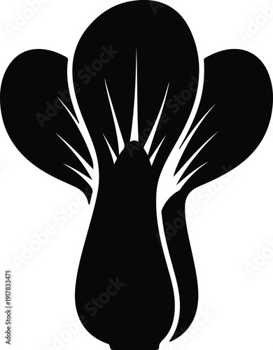 silhouette bok choy vegetable healthy food ingredient plant vector design