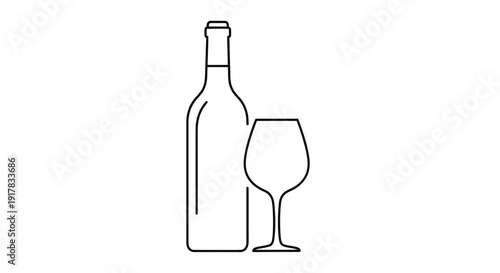 Wine Bottle and Wine Glass Illustration 3.