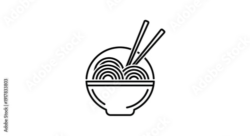 Bowl of Noodles with Chopsticks Illustration.