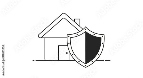 House with Shield Security Protection Concept.