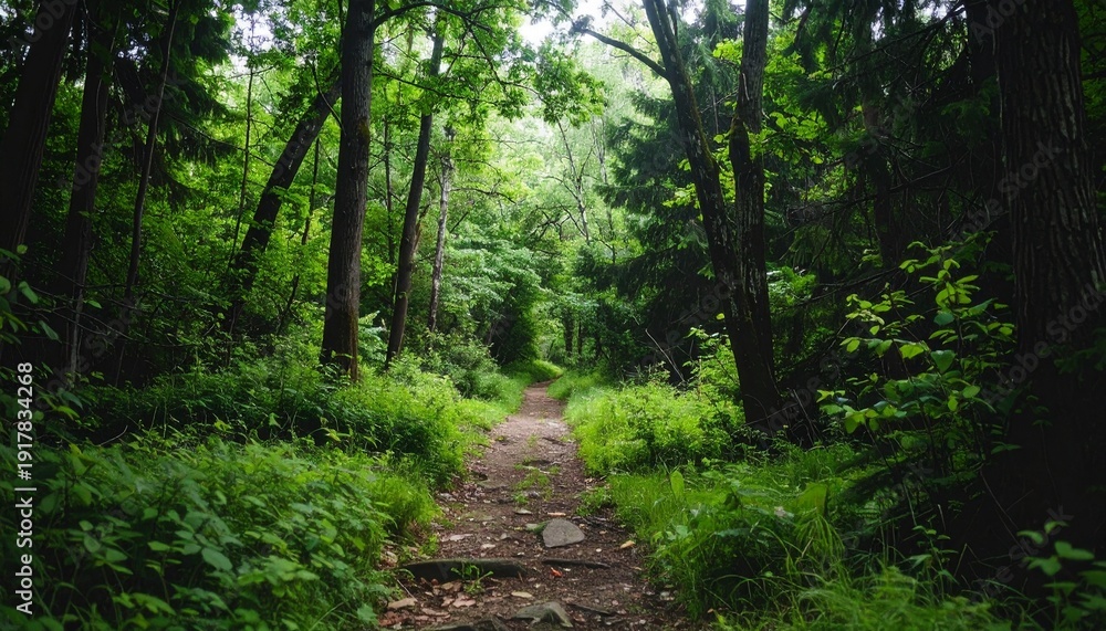 Fototapeta premium Enchanting Forest Path - A Journey Through Natures Embrace.