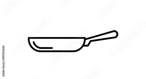 Simple Line Drawing of a Frying Pan.