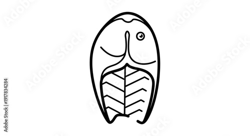 Simple Line Drawing of a Trilobite Fossil.