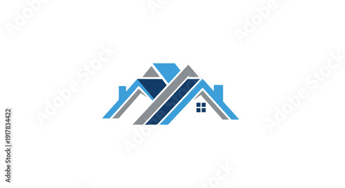 Stylized House Logo with Blue Roof.