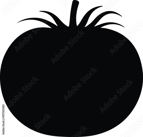 silhouette healthy ripe tomato fruit food isolated on white vector design