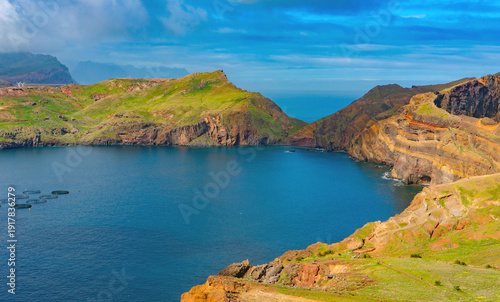 Beautiful panoramic view of Madeira island coastline.