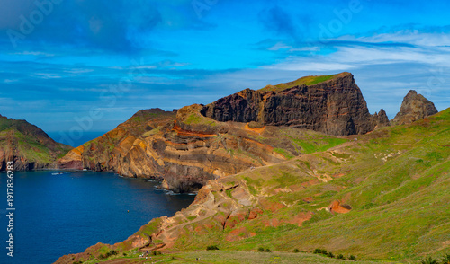 Beautiful panoramic view of Madeira island coastline.