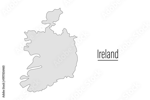 Ireland country contour map, shape of country. Map silhouette of European country, state in EU. Drawing background. Country drawing background. Irish map borders. Vector illustration for traveling