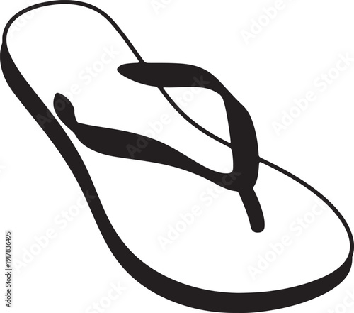 Single flip flop vector illustration at perspective angle view point