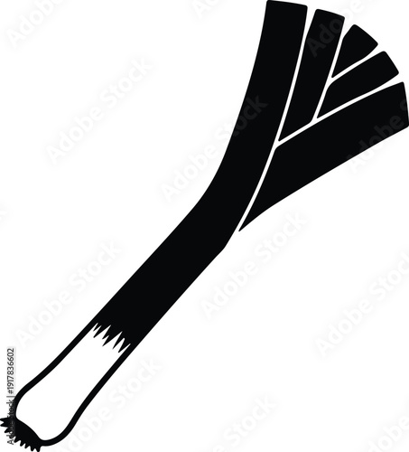 silhouette of leek vegetable for healthy food and cooking vector design