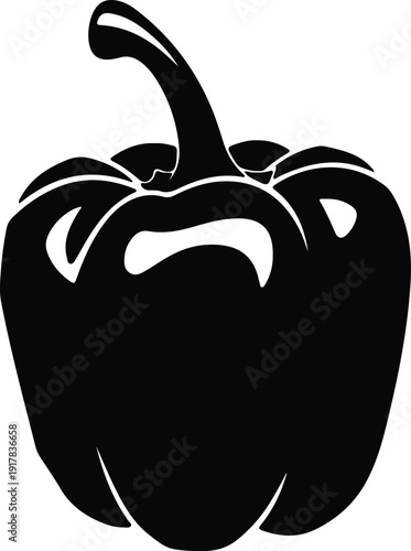 silhouette of ripe bell pepper vegetable healthy food ingredient vector design