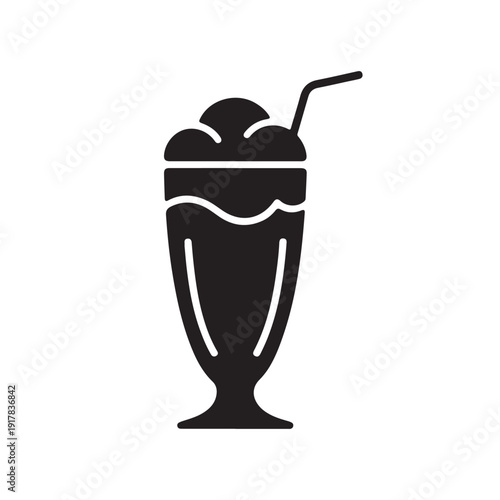 Traditional indian lassi drink glass with straw silhouette icon