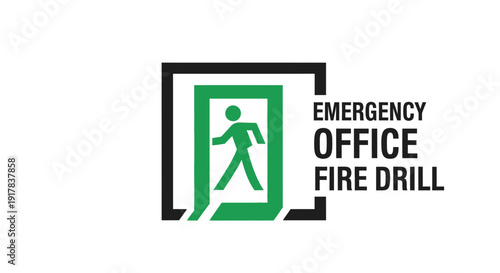 Fire Emergency Drill Signage Displaying Clear Safety Instructions for Office Evacuation Protocols