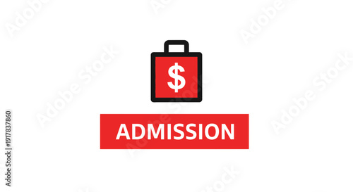 Financial Investment In Admission With Shopping Bag Symbol And Red Banner Design