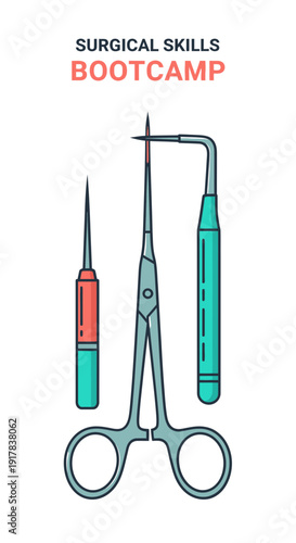 Essential Surgical Tool Illustration: Bootcamp Learning and Healthcare Education Focus