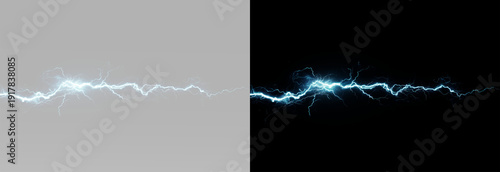 Fotografía Electric blue lightning bolts illuminate the storm with light and energy
