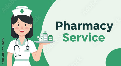 Friendly Nurse Offers Pharmacy Service With Healthcare Medications And Pills Presentation