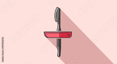 Graphic Illustration: Razor And Red Dish Symbolizing A Unique Combination