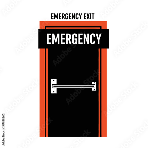 Graphic Representation of a Bold Emergency Exit Door Signaling Safety and Quick Evacuation Route