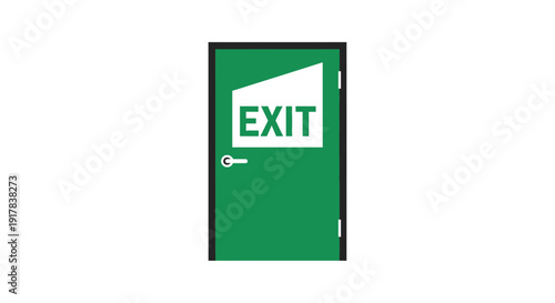 Graphic Representation of a Green Exit Door Symbolizing Safety and Emergency Access
