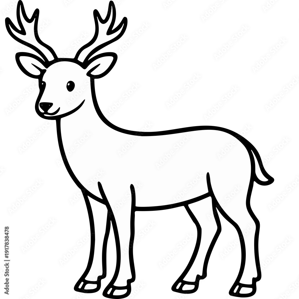 Fototapeta premium Simple Deer Outline Illustration for Coloring Page