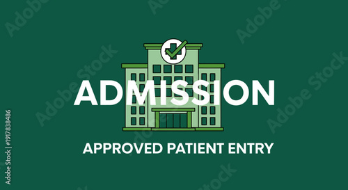 Hospital Admission And Approved Entry For Patients With Check Mark On Building Icon