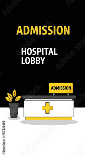 Hospital Admission Area Depicted With Clean Modern Design and Minimalist Aesthetic