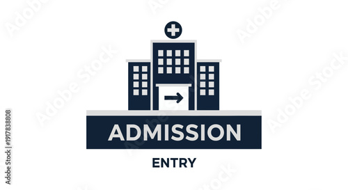 Hospital Admission Entry Icon for Healthcare Facilities and Medical Services Illustration
