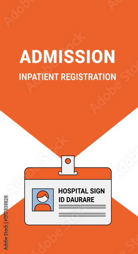 Hospital Admission Document Illustration: Inpatient Registration and Identification Badge