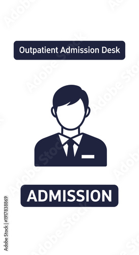 Hospital Admission Icon Depicting Patient Desk And Appointment Information for New Patients