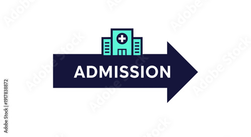 Hospital Admission Icon Showing Directional Guidance and Medical Information
