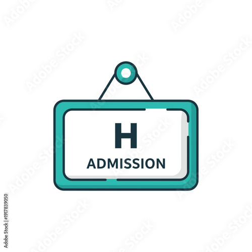 Hospital Admission Sign Icon: Simplified Vector Graphic Indicating Healthcare Access and Entry Point