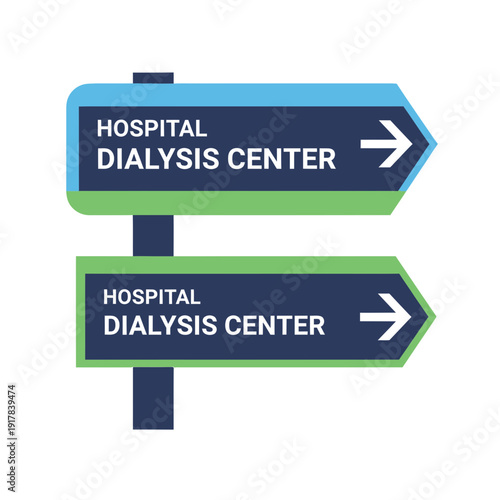 Hospital Dialysis Center Directional Signage Design For Medical Navigation Illustration