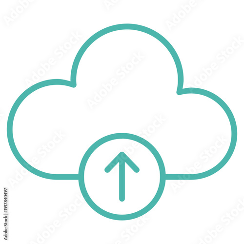 Flat Colored Cloud Upload Icon for Cloud Storage and Web Service Interface