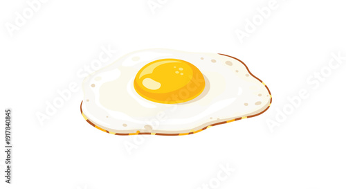 A simple and delicious-looking illustration of a single fried egg, sunny side up with a bright yellow yolk, isolated on a clean white background.