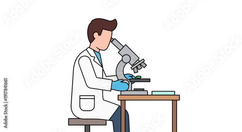 Scientist Using Microscope.