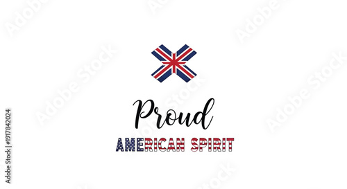 Patriotic American spirit typography design with Union Jack crossed stars