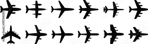 Airplane, Aircraft, Silhouette, Aviation, Flight, Transport, Travel, Vector, Jet, Icon, Plane, Wing, Airline, Cargo, Aerospace