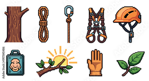 Pixel art: essential climbing and outdoor adventure gear