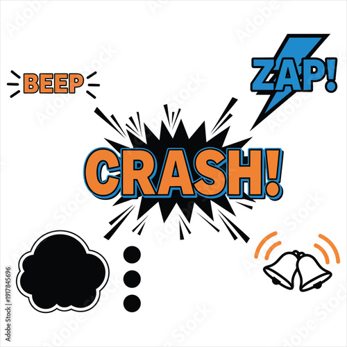 Comic Pop Art Elements with Symbols