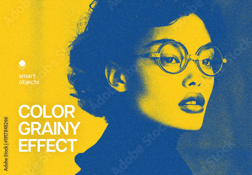 Duotone Grainy Photo Effect Mockup