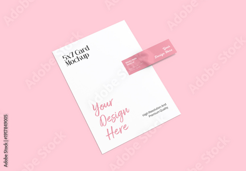 Minimal 5x7 Card and Sticky Note Mockup